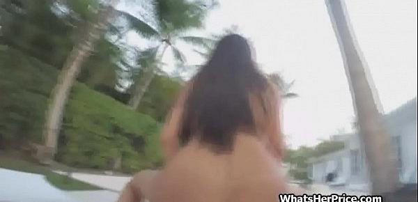  Public pick up ends with poolside cock ride